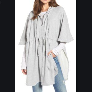 Treasure & Bond Knit Hooded Poncho Gray
